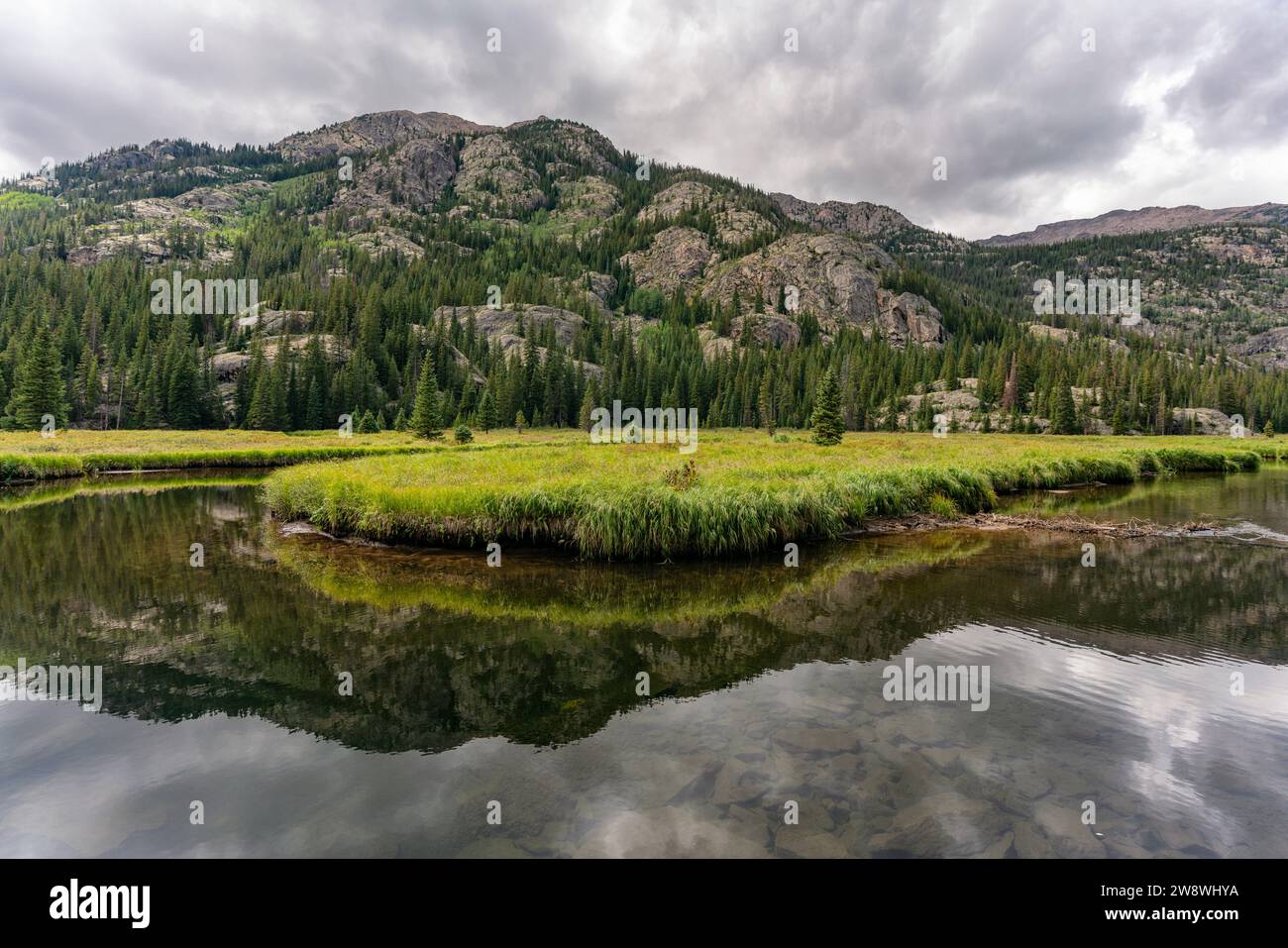 Paesaggio fluviale nella Holy Cross Wilderness, Colorado Foto Stock