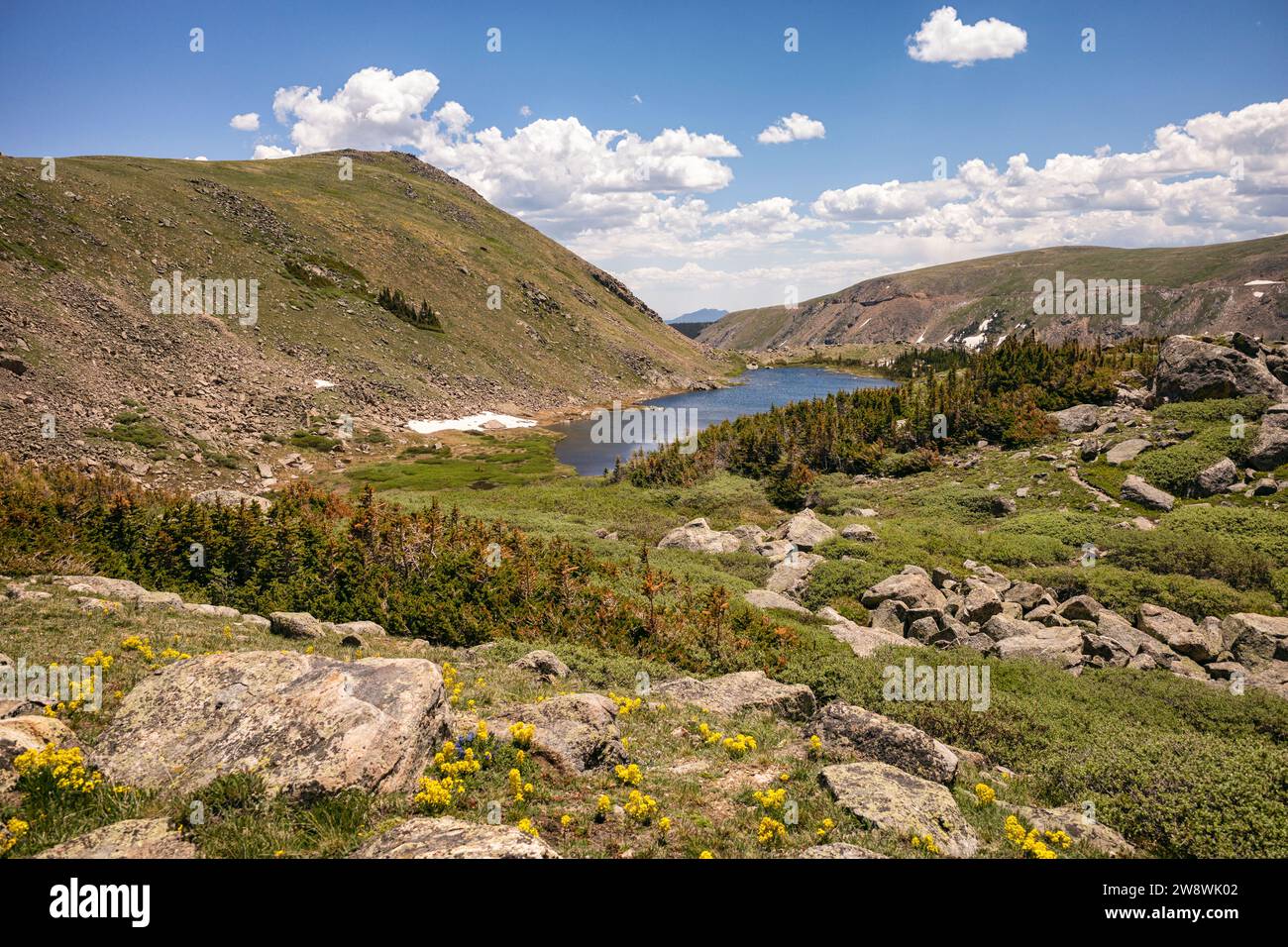 Betty Lake nell'Indian Peaks Wilderness, Colorado Foto Stock