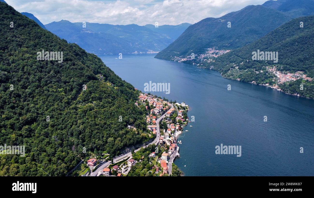 Foto drone lago di Como Italia europa Foto Stock