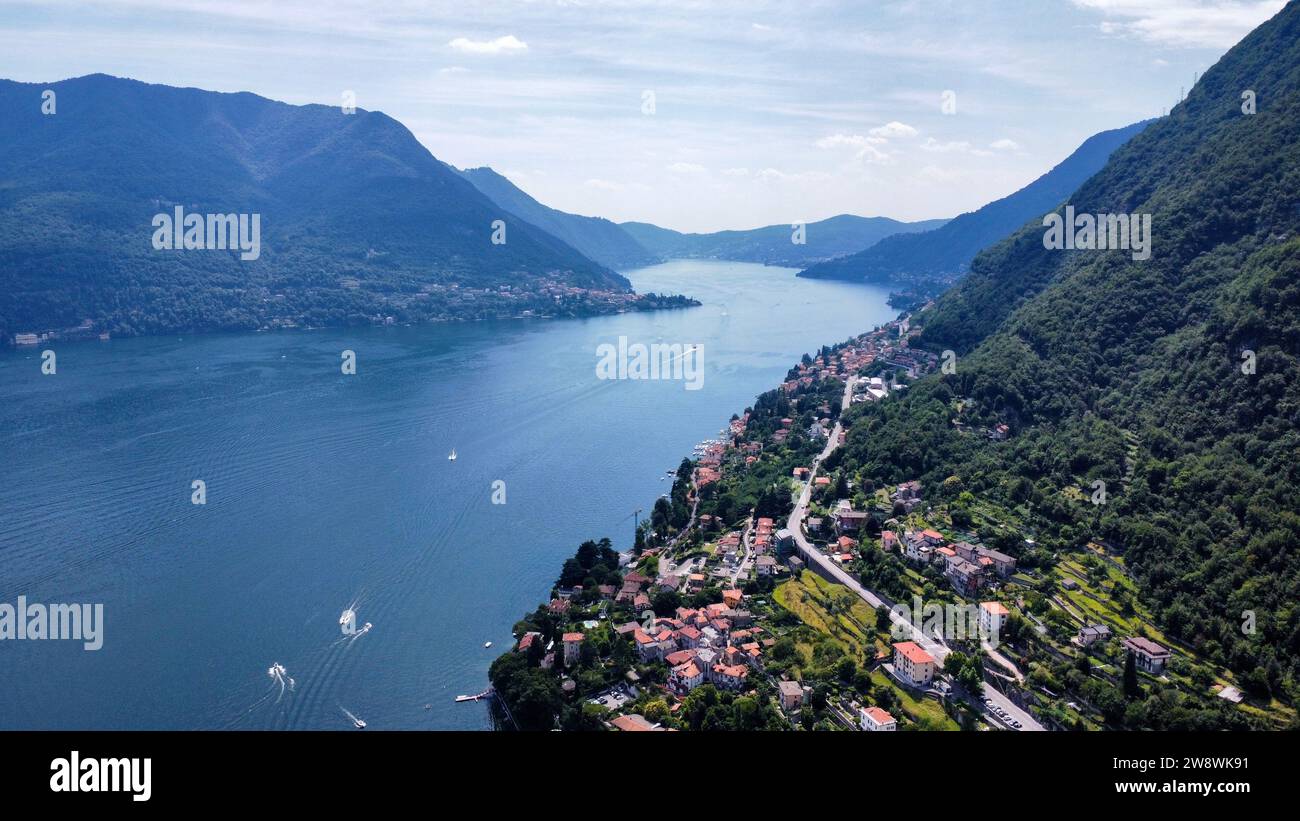 Foto drone lago di Como Italia europa Foto Stock