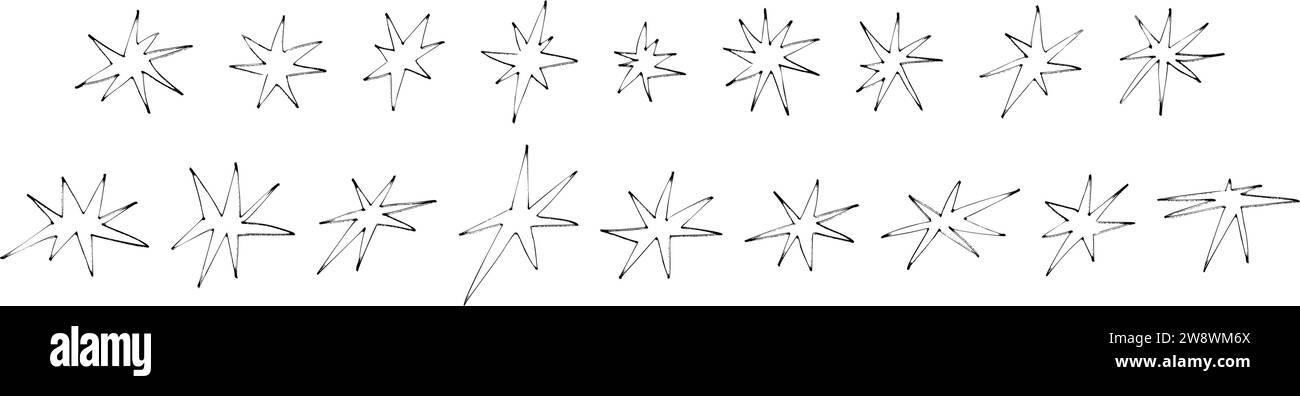 Icona a stella con luce brillante, luccicante e glitter. Linea astratta per gli effetti natalizi e starburst. Illustrazione vettoriale piatta isolata Illustrazione Vettoriale