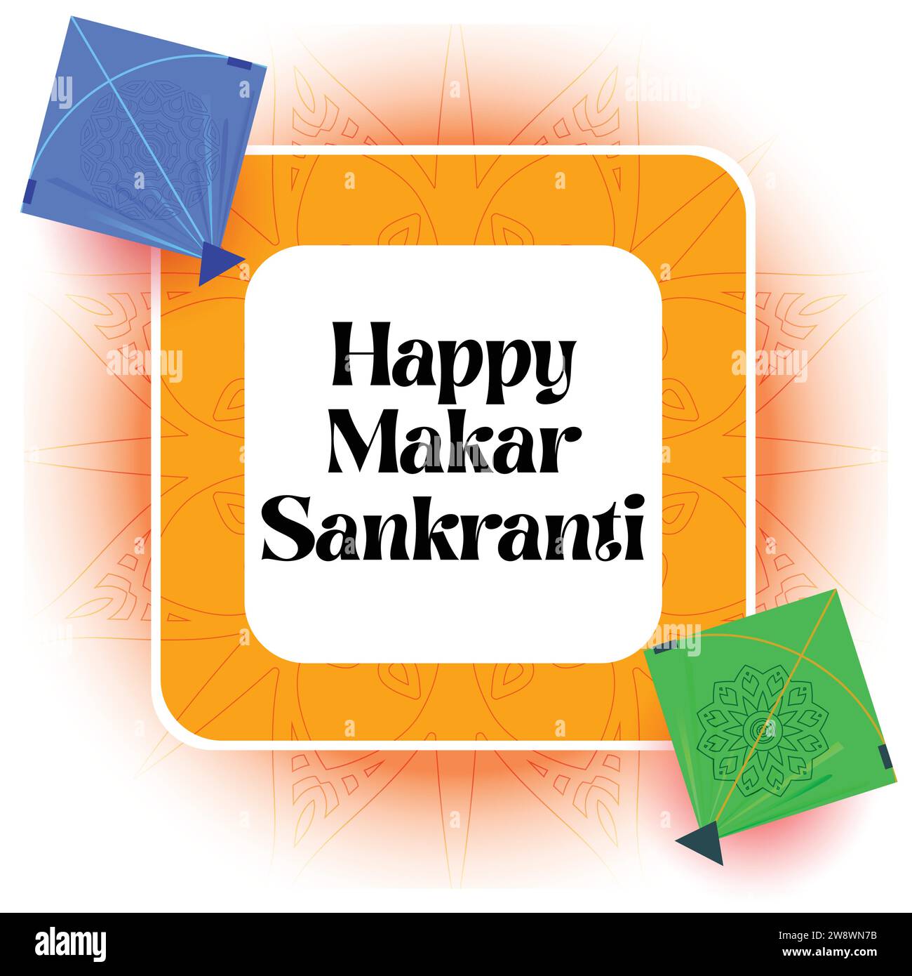 Soaring Spirits of Uttarayan, celebra Makar Sankranti con un vibrante vettore di aquiloni, abbraccia la gioia con aquiloni colorati a simboleggiare il calore. Illustrazione Vettoriale