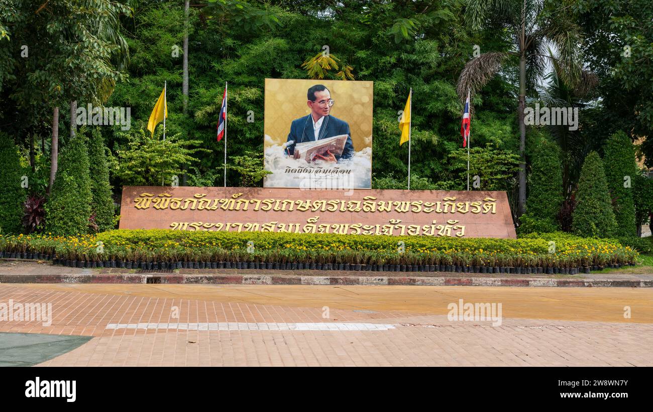 King Rama 9 poster Foto Stock