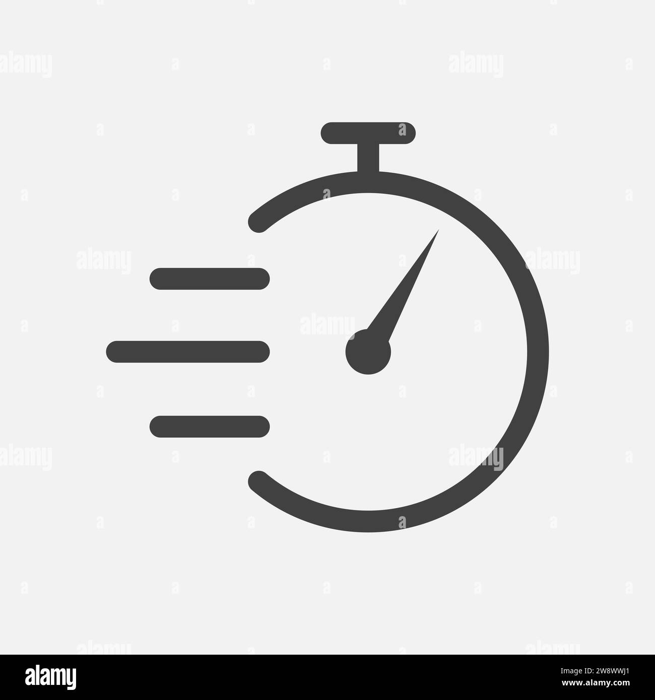 "Icona cronometro velocità: Timer con linee di movimento e indicatore rapido" Foto Stock