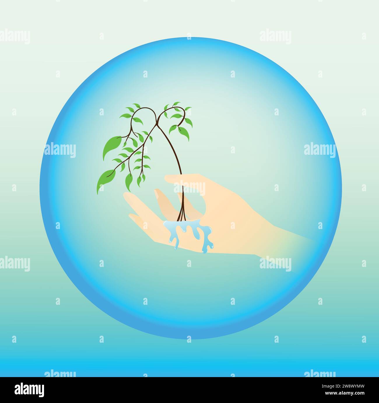 PALMO CON ILLUSTRAZIONE AD ALBERO Illustrazione Vettoriale