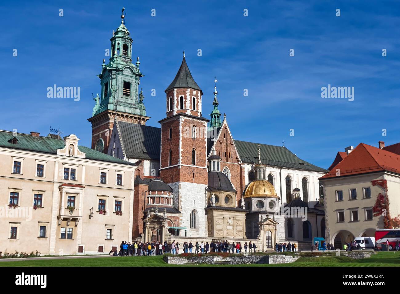 Esterno della cattedrale di Wawel, a Kraków, Polonia Foto Stock