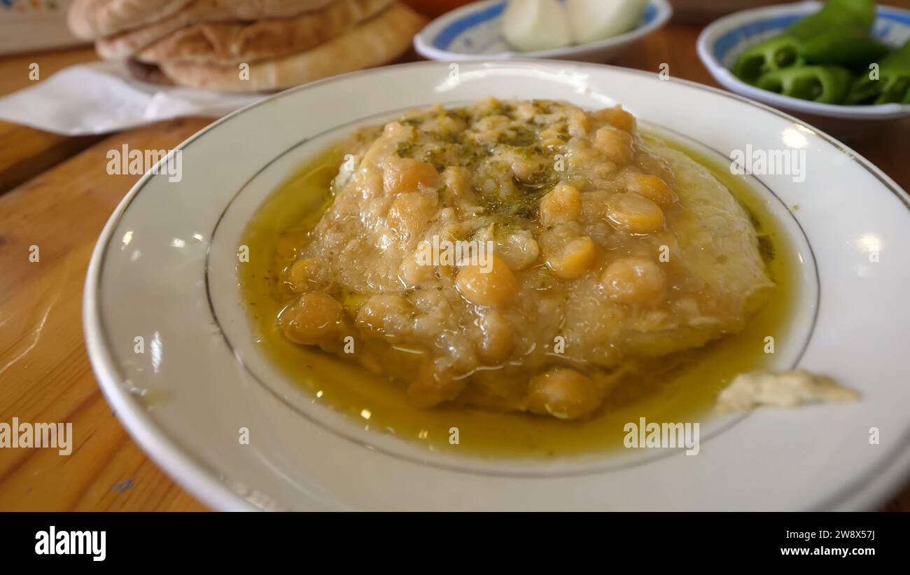 Hummus cibo di Gerusalemme, Israele Foto Stock
