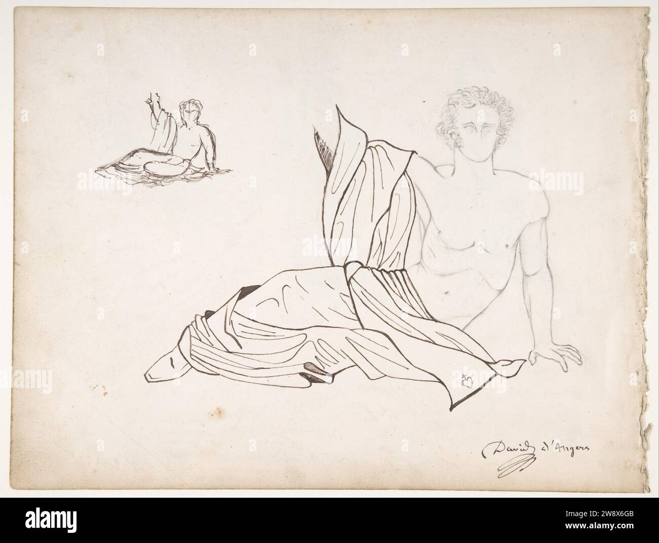 Il generale Bonchamp mostrato in una posa progettata per la sua Tomba (Recto) 1989 da Pierre Jean David d'Angers Foto Stock