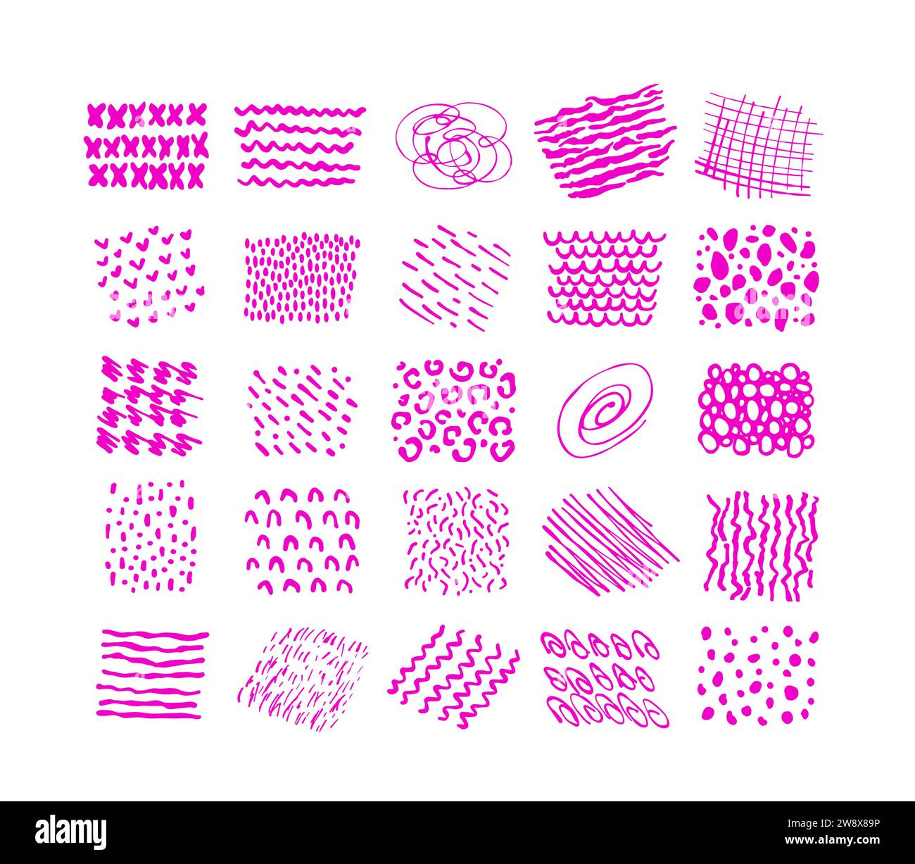 Set di texture rosa a goccia disegnato a mano Illustrazione Vettoriale