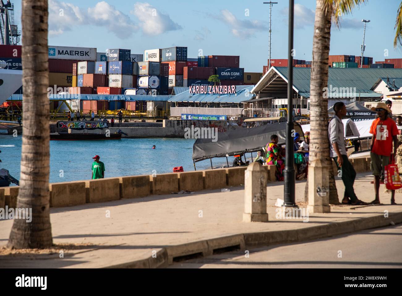 Porto merci a Zanzibar Habour Foto Stock