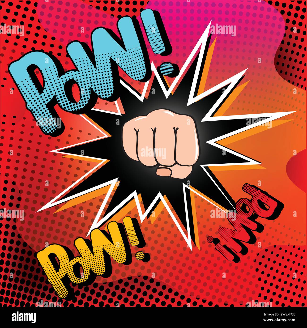 Pugno pugno, pugno pugno in stile pop art Illustrazione Vettoriale