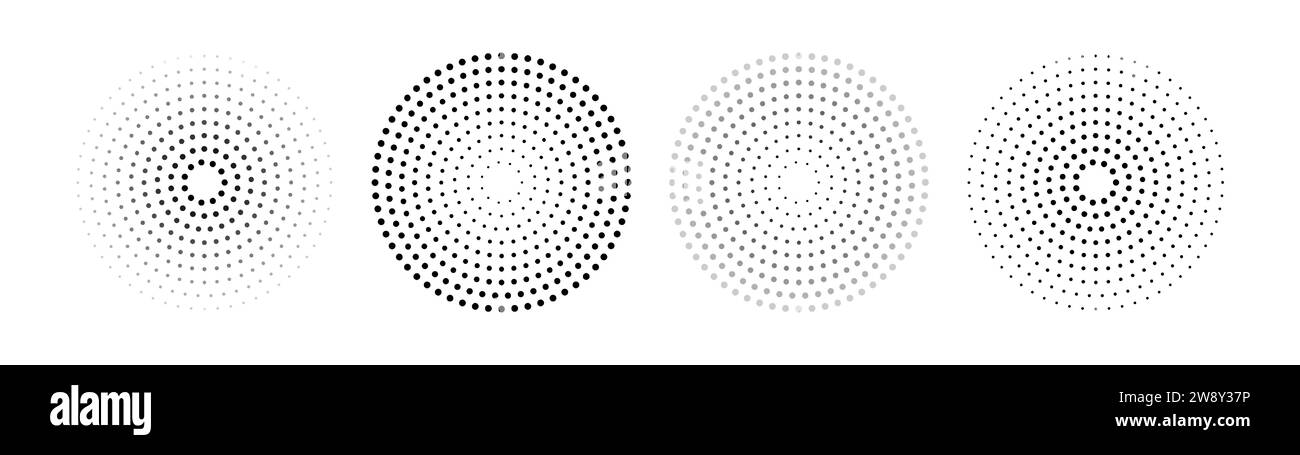 Gruppo cerchi per impulsi sonori. Puntare le onde radio. Illustrazione vettoriale isolata su sfondo bianco. Illustrazione Vettoriale