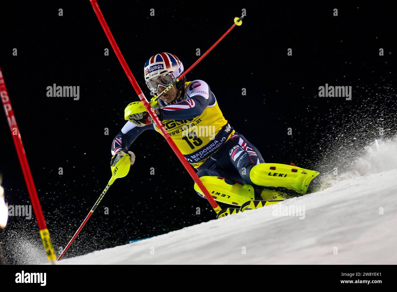 Madonna di Campiglio, 22 dicembre 2023: RYDING Dave (GBR) si piazza 3° nella Coppa del mondo di Sci Alpino Audi Fis gara di slalom maschile crediti: MAURO DALLA POZZA/Alamy Live News Foto Stock
