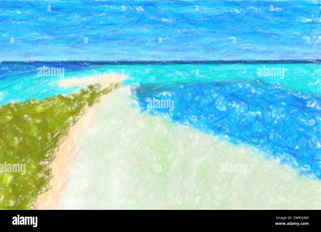 pennello digitale, pennello, vista dall'alto del paesaggio tropicale Foto Stock