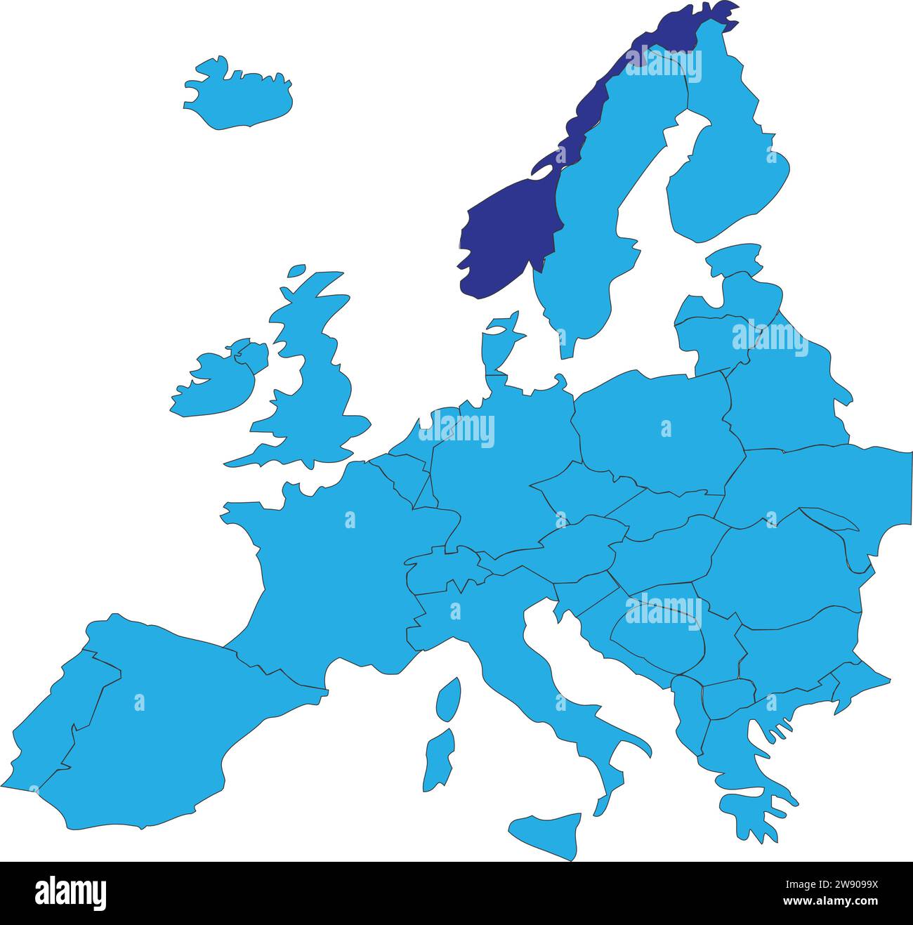 Mappa delle località del REGNO DI NORVEGIA, EUROPA Illustrazione Vettoriale