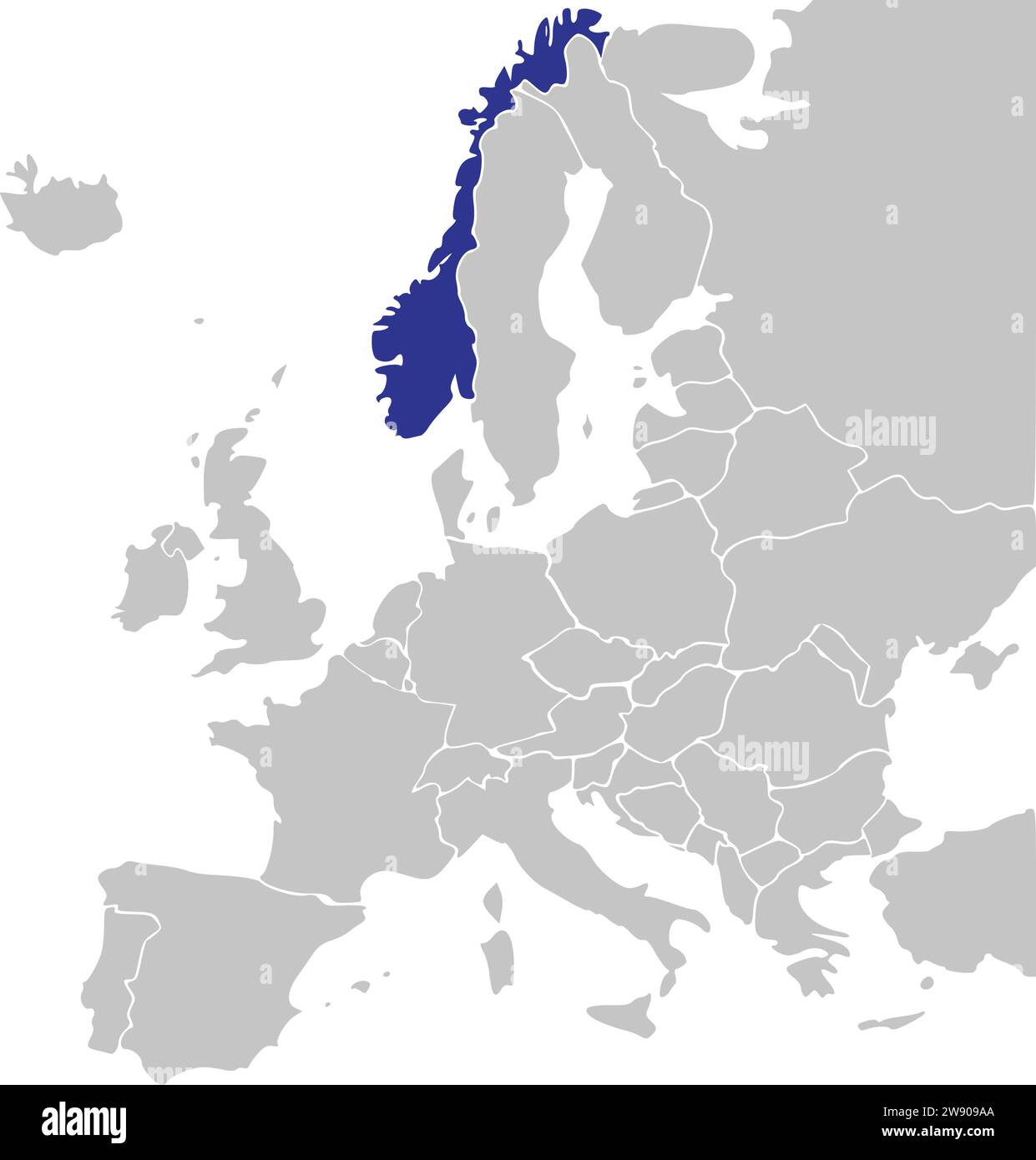 Mappa delle località del REGNO DI NORVEGIA, EUROPA Illustrazione Vettoriale