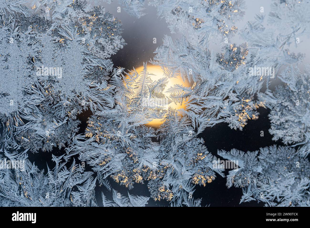 2023 12 23. Engerdal, Norvegia. Mattina d'inverno. Finestra smerigliata. Foto Stock