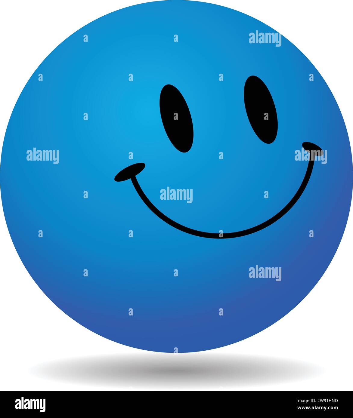 Pallina facciale sorridente Blu| palline con faccia sorridente | simbolo sorriso |segno sorriso, emoticon sorridente con Happy Illustrazione Vettoriale