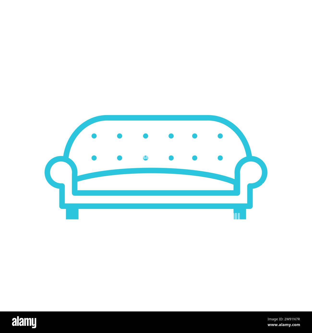 Icona divano a due posti del set di icone blu. Illustrazione Vettoriale