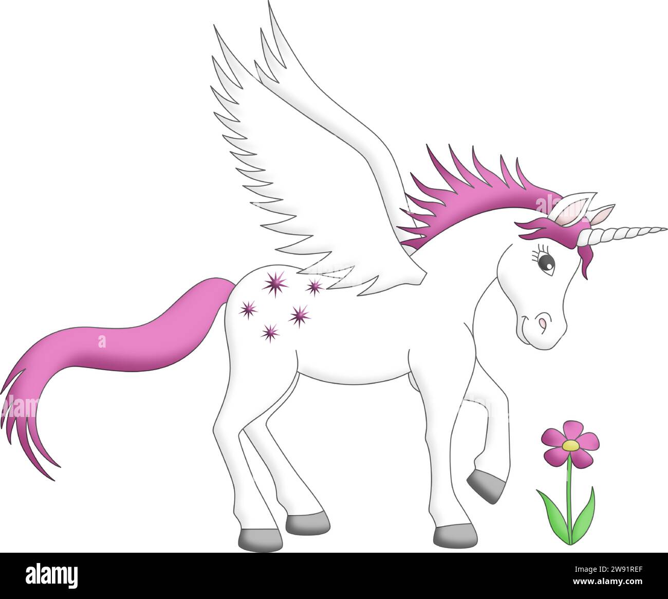 Unicorno con Flower Illustrazione Vettoriale