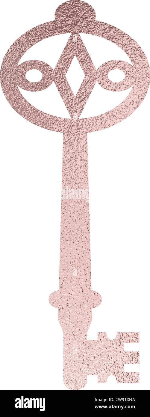 chiave oro rosa con sfondo trasparente Illustrazione Vettoriale