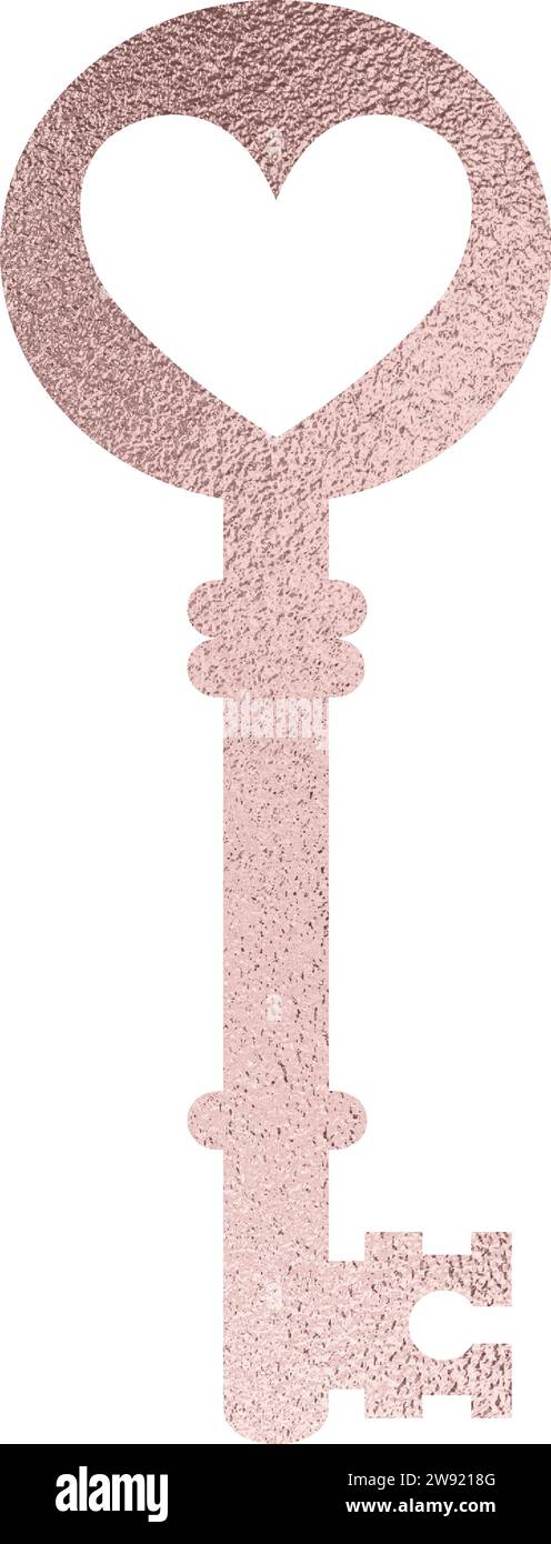 chiave oro rosa con sfondo trasparente Illustrazione Vettoriale