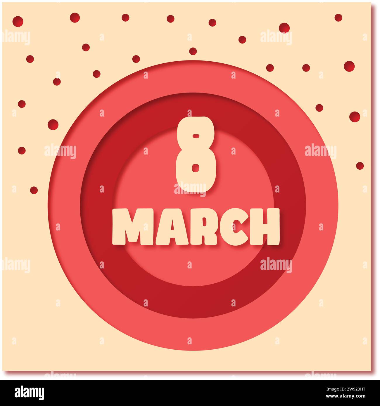 8 marzo illustrazione del ritaglio della carta per il giorno delle donne. Design retrò in stile Y2K per la stampa. Illustrazione Vettoriale