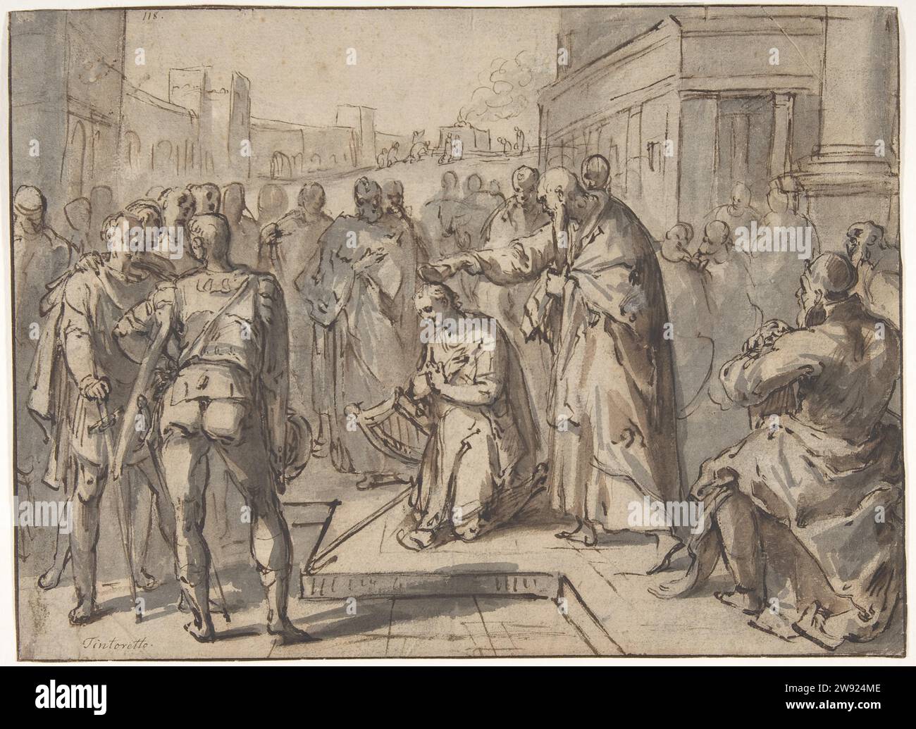 Samuel Annointing David; verso: Sketch of two figures 1998 di Karel van Mander i Foto Stock