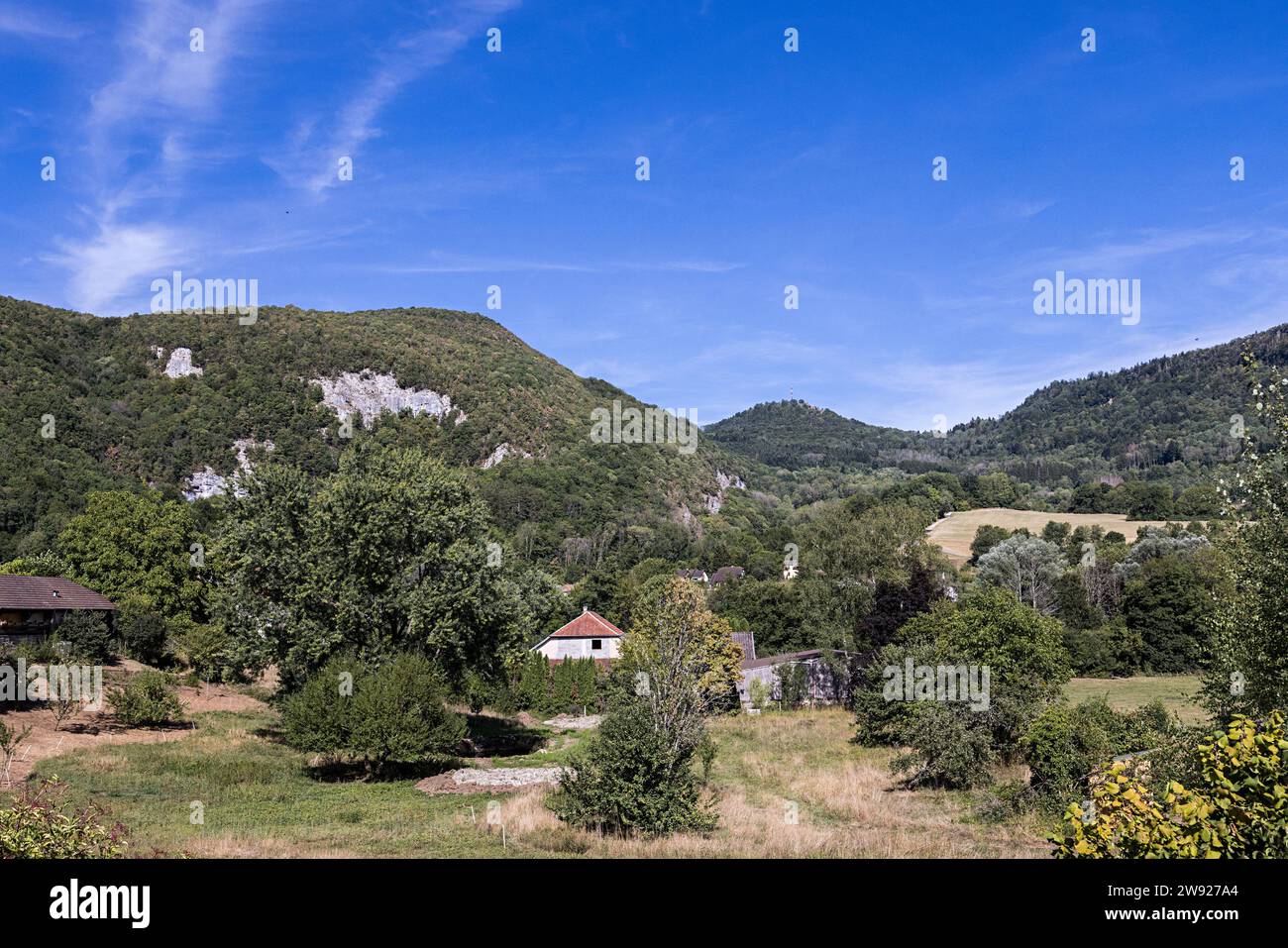 Valle di Nans-sous-Sainte-Anne, Doubs, Francia Foto Stock