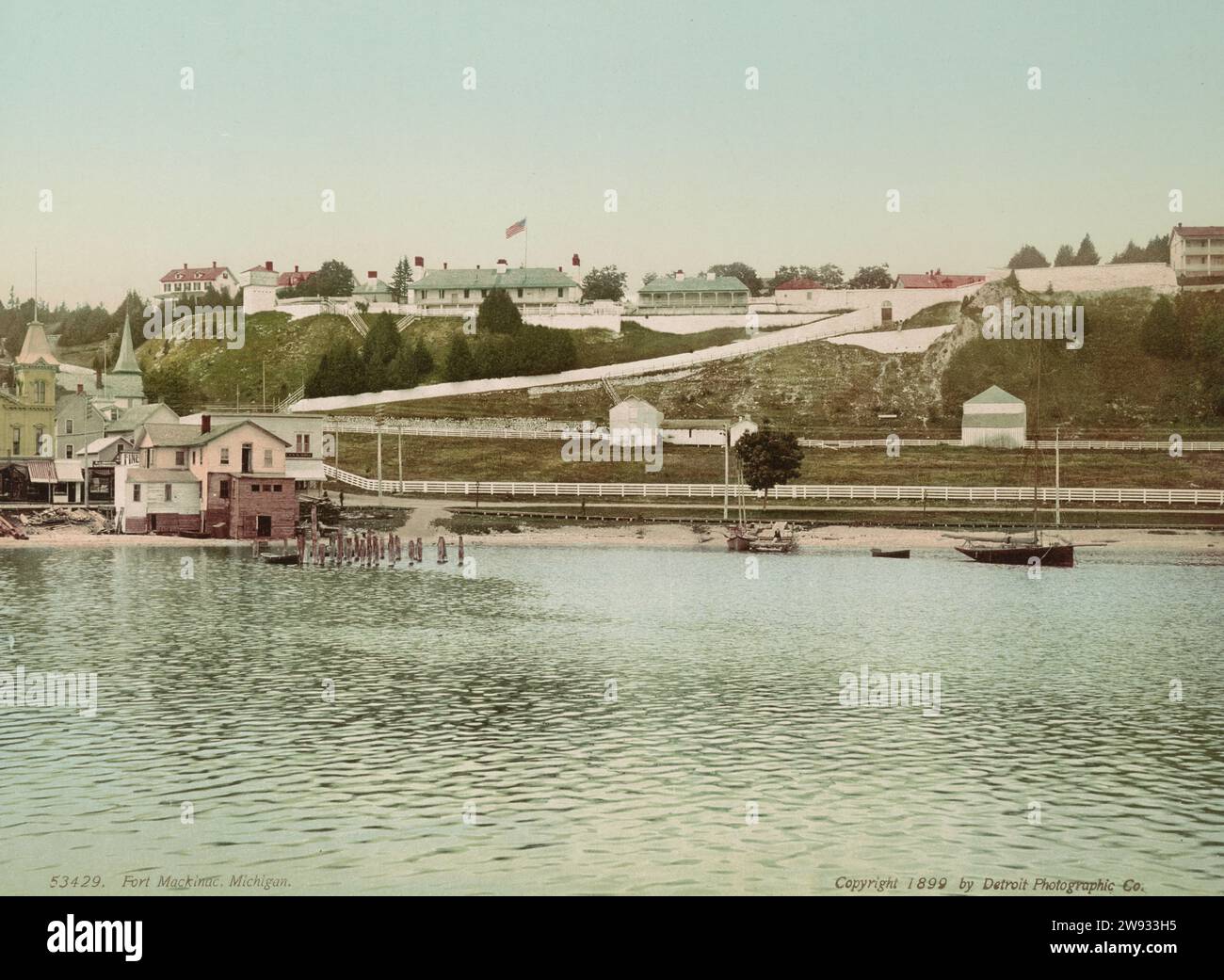 Fort Mackinac, isola di Mackinac, Michigan 1899. Foto Stock