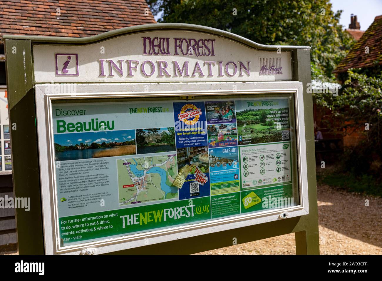 New Forest Hampshire England, New Forest cartello informativo a Beaulieu Village, Regno Unito, 2023 Foto Stock