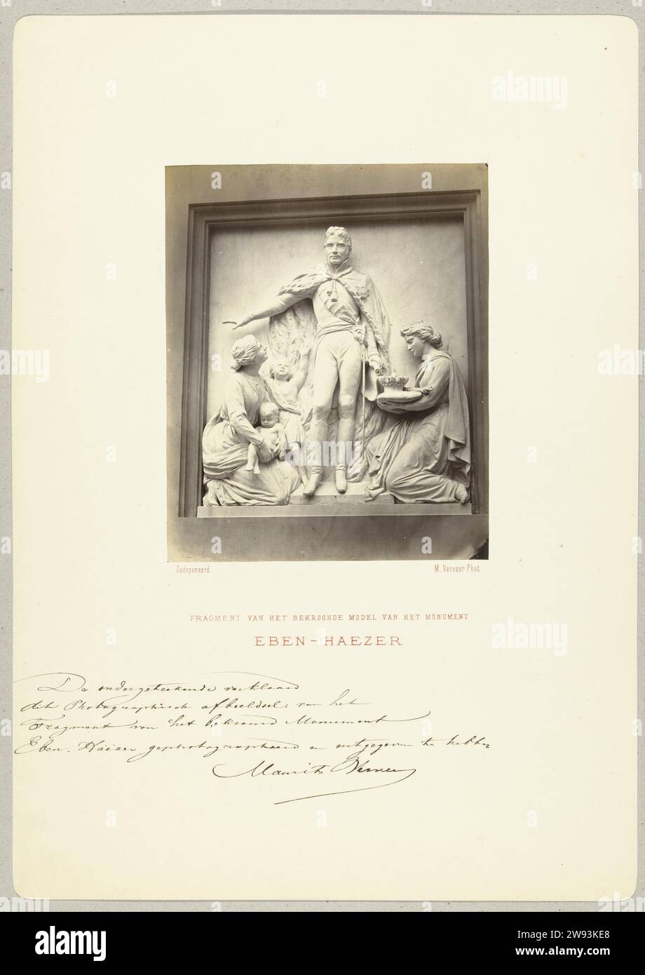 Estratto del disegno per il Monumento Nazionale, Maurits Verveer, 1864 Fotografia frammento del design premiato per il Monumento Nazionale 1813-1863 [motto Eben-Haezer] a l'Aia, di J.pH. Koelman e W.C. Van der Waeyen Pietersen il giornale dell'Aia. supporto fotografico. gli albumi di cartone stampano persone storiche. pezzo di scultura, riproduzione di un pezzo di scultura. monumento, statua dell'Aia Foto Stock