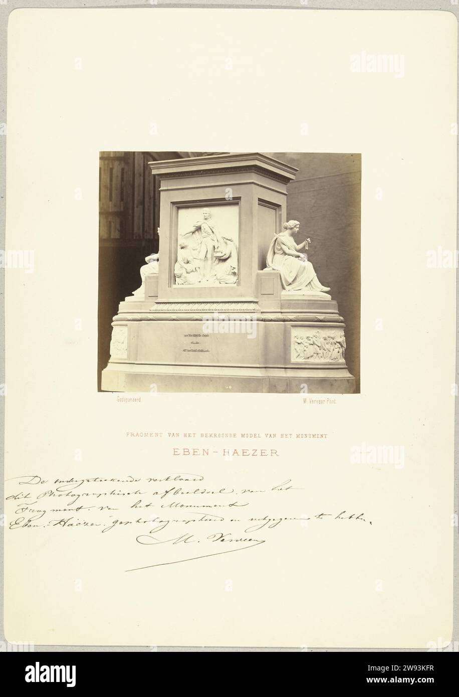 Estratto del disegno per il Monumento Nazionale, Maurits Verveer, 1864 Fotografia frammento del design premiato per il Monumento Nazionale 1813-1863 [motto Eben-Haezer] a l'Aia, di J.pH. Koelman e W.C. Van der Waeyen Pietersen il giornale dell'Aia. supporto fotografico. pezzo di scultura stampato con albumi di cartone, riproduzione di un pezzo di scultura. monumento, statua dell'Aia Foto Stock