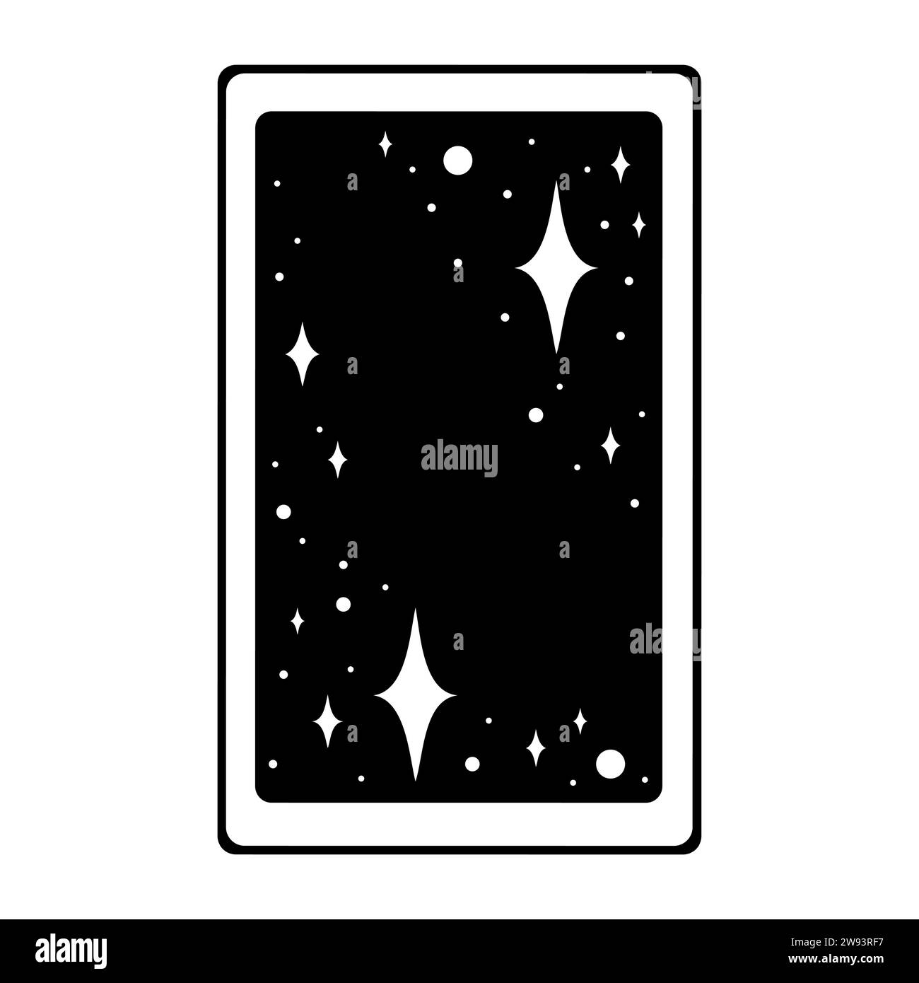 Carta estetica Tarocchi con stelle. Delineare il design dei tarocchi per le coperture delle carte oracle. Illustrazione vettoriale isolata su sfondo bianco Illustrazione Vettoriale