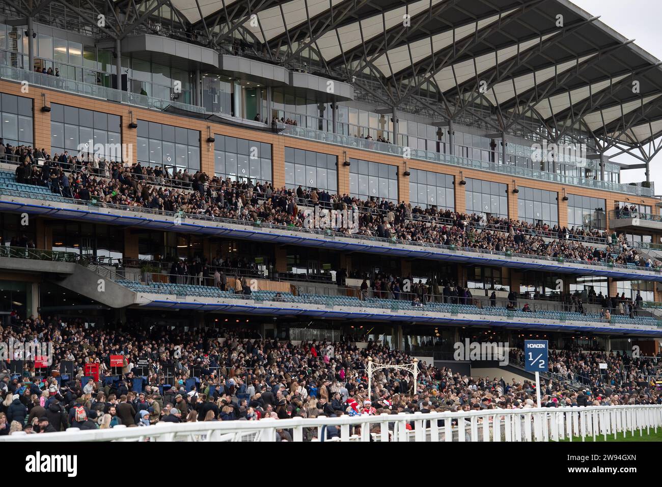 Ascot, Berkshire, 23 dicembre 2023. Una giornata intensa all'Howden Christmas Racing Weekend all'ippodromo di Ascot. Credito: Maureen McLean/Alamy Live News Foto Stock