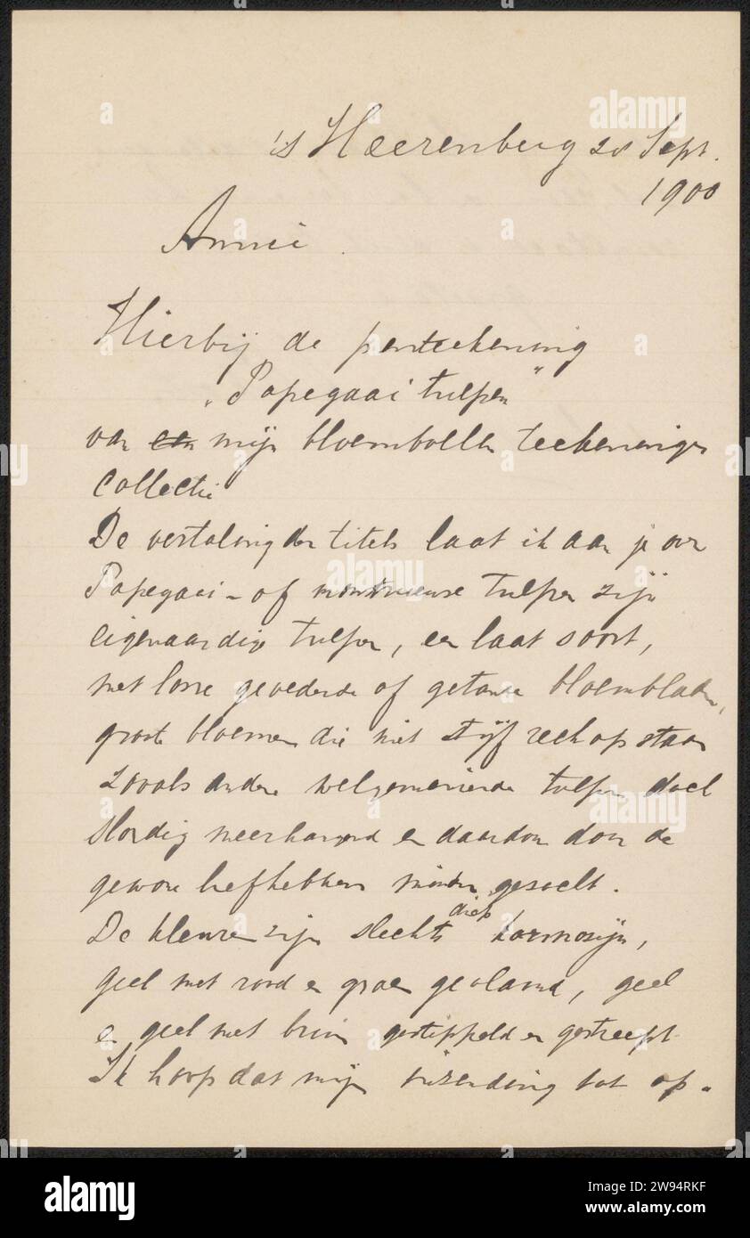 Cartolina a Philip Zilcken, cartone 1900 's-Heerenberg. scrittura a inchiostro (processi) / disegno a penna Foto Stock