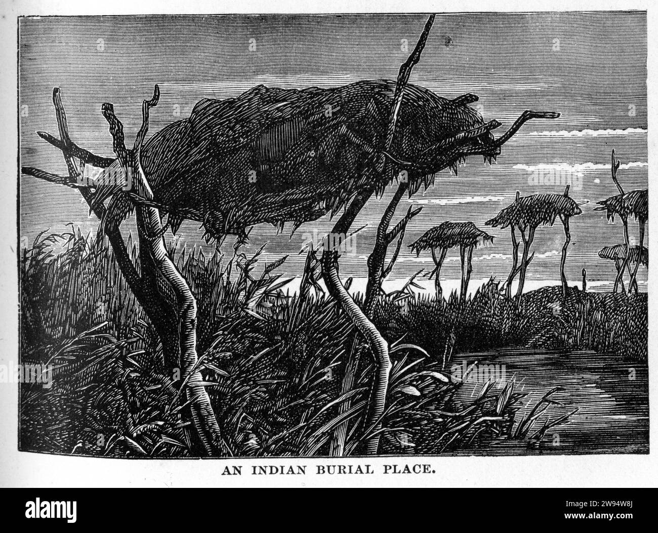 Incisione di un luogo di sepoltura indiano, intorno al 1880 Foto Stock
