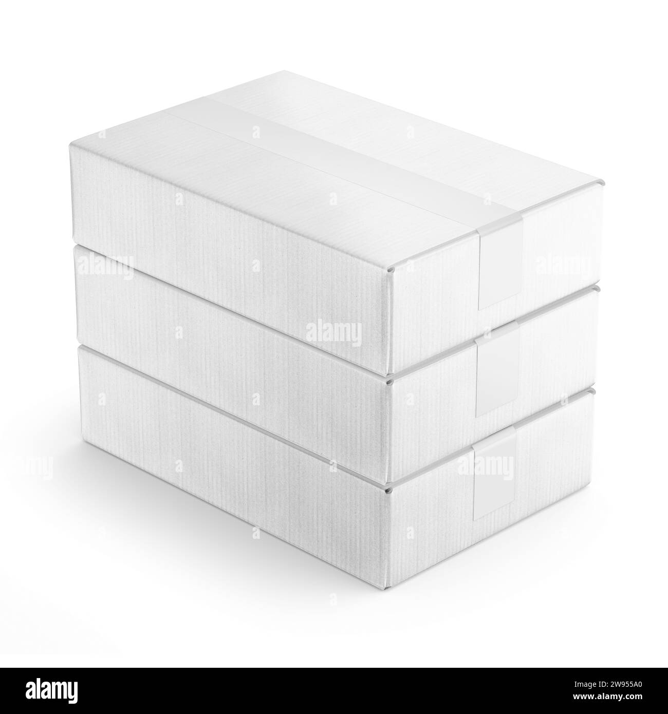 Mockup scatola di cartone isolato sullo sfondo. Rendering 3D. Foto Stock