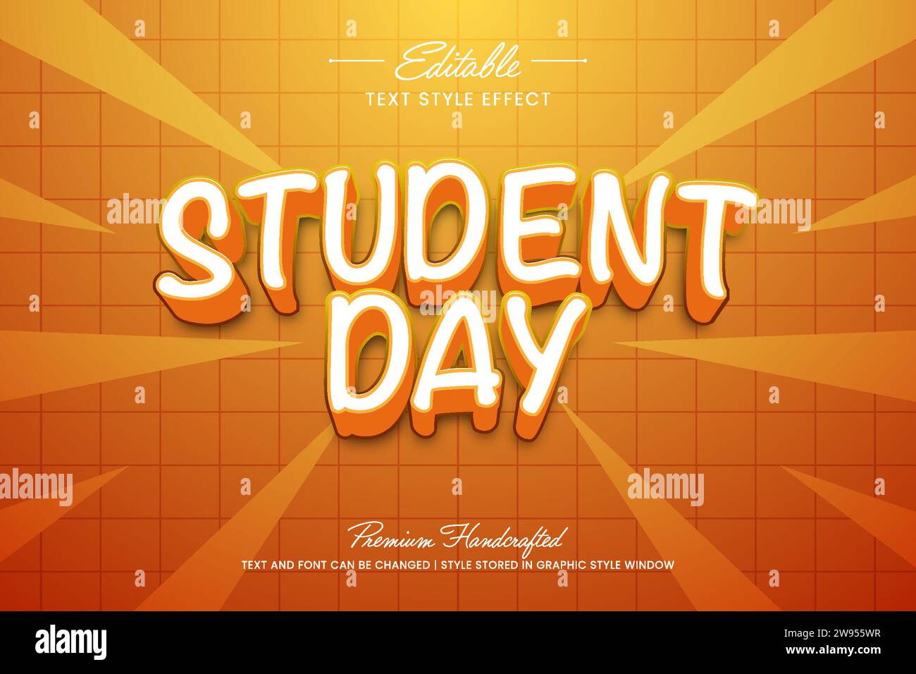 Effetto stile testo vettoriale 3D modificabile per il titolo della giornata dello studente, adatto per creare grafica testuale accattivante per supporti digitali e cartacei come poster, Illustrazione Vettoriale