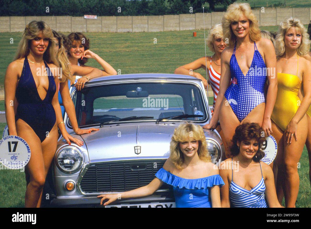 Una Miss Gran Bretagna al Donington Park nel 1984 Foto Stock