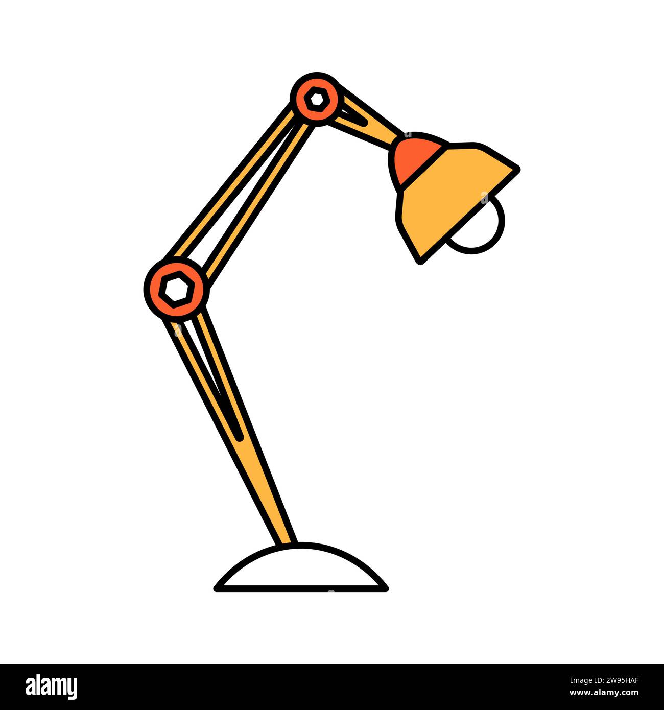 Lampada da tavolo in stile piatto. Luce da lettura in stile cartone animato. Icona clipart vettoriale. Illustrazione Vettoriale