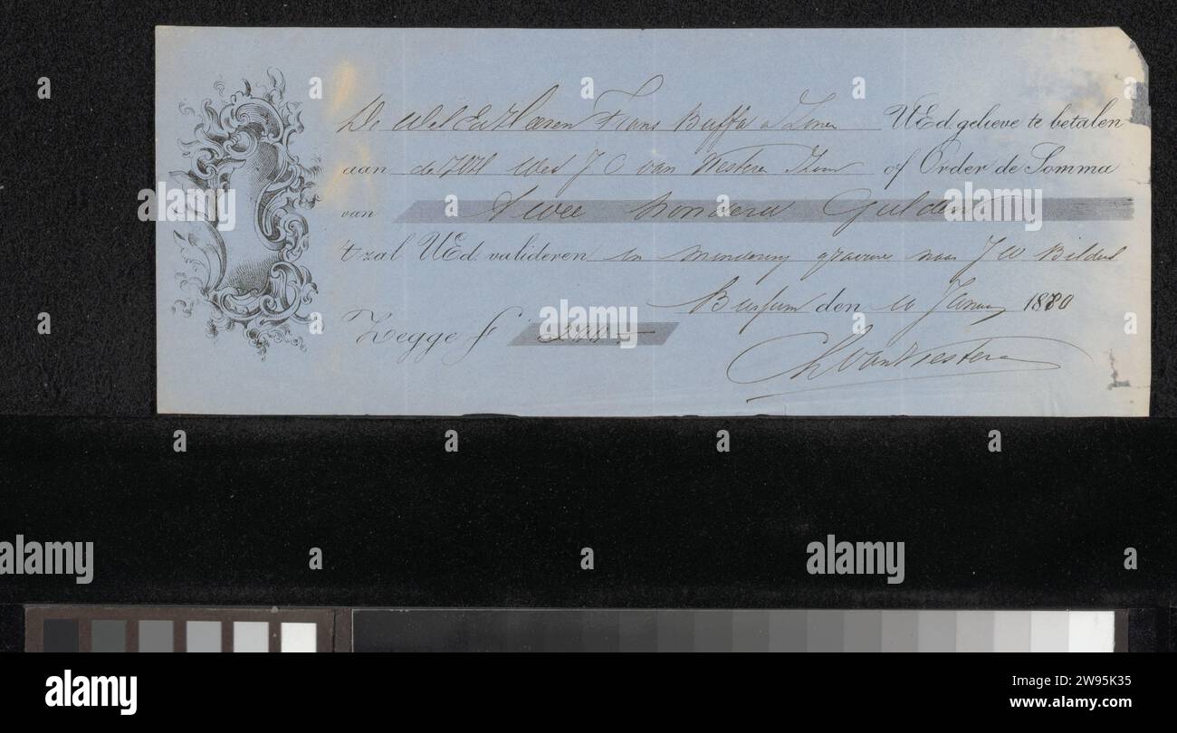 Ricevuta per Christiaan Lodewijk van Kesteren, Frans Buffa and Sons, 1880 Bussum paper. inchiostro per scrittura (processi) / penna / stampa di denaro. le arti grafiche Foto Stock