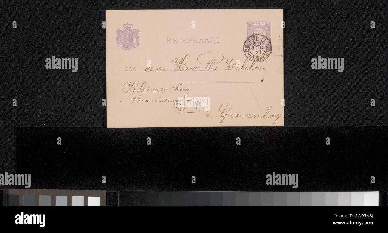 Cartolina a Philip Zilcken, Suze Robertson, nel cartone de l'Aia o prima del 1889. scrittura inchiostro (processi) / penna Foto Stock