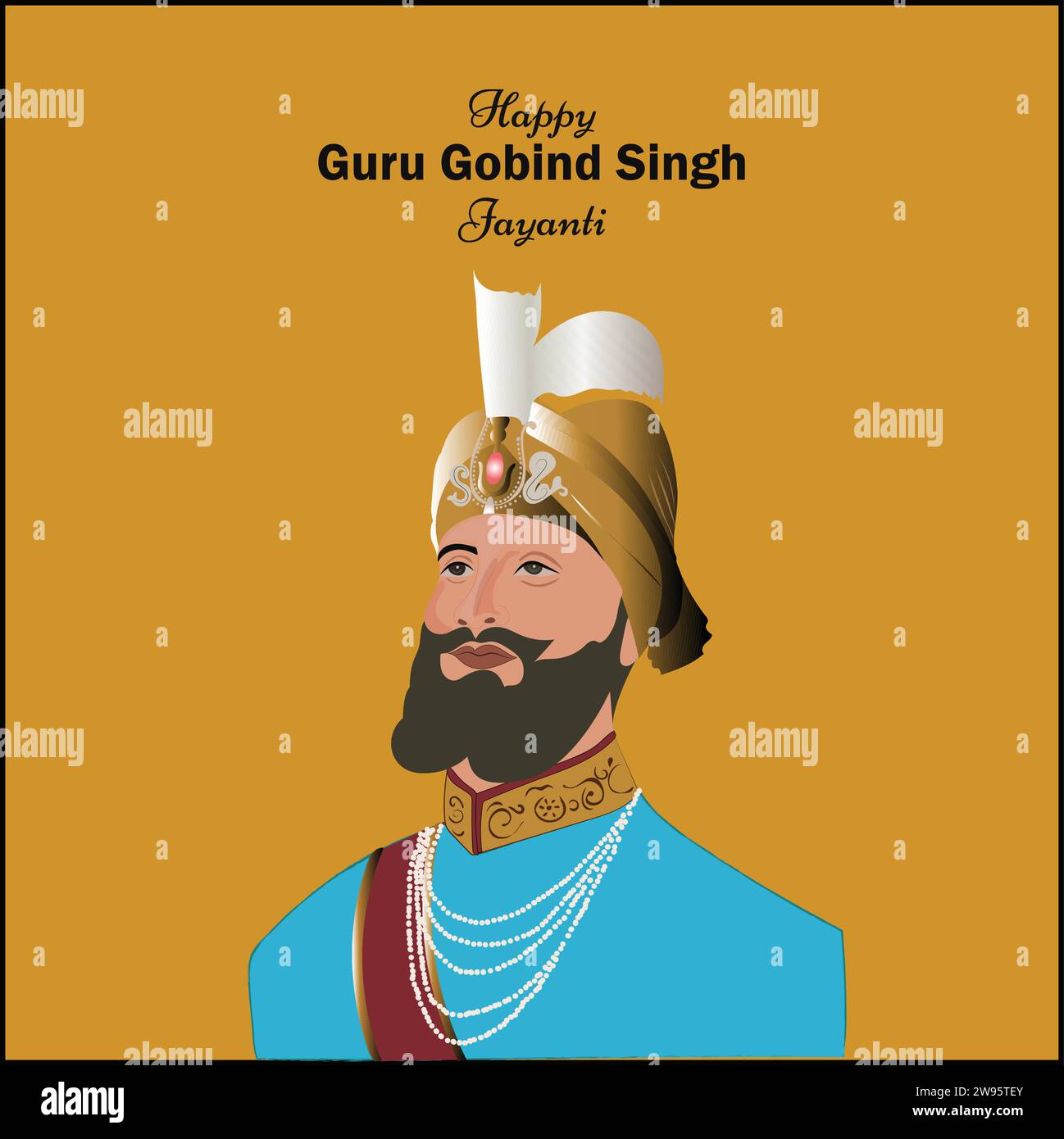 Dasam Guru Gobind Singh Jayanti Celebration Illustrazione Vettoriale