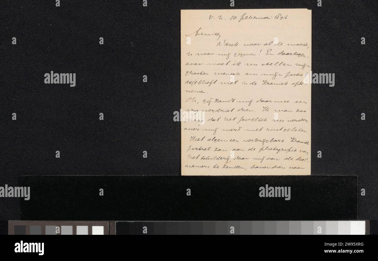 Lettera a Jan Veth, Jacob Pieter Moltzer, 1896 lettera all'Aia. scrittura a inchiostro (processi) / personaggi storici penna (ritratti e scene della vita). fotografia, cinematografia. pittura (compresa l'illuminazione di libri, la pittura in miniatura). le arti grafiche Foto Stock