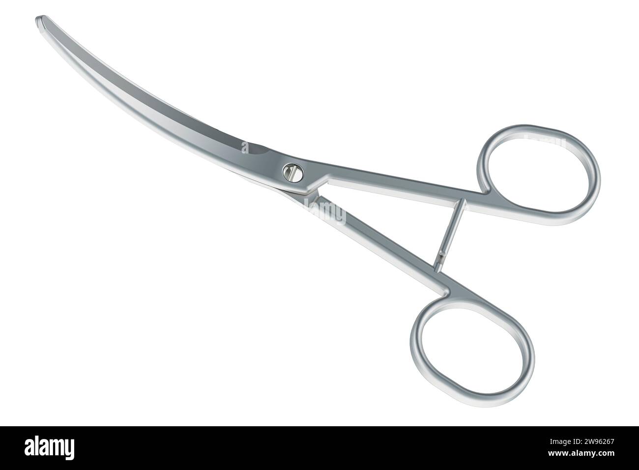Forbici chirurgiche mediche curve. Rendering 3D isolato su sfondo bianco Foto Stock