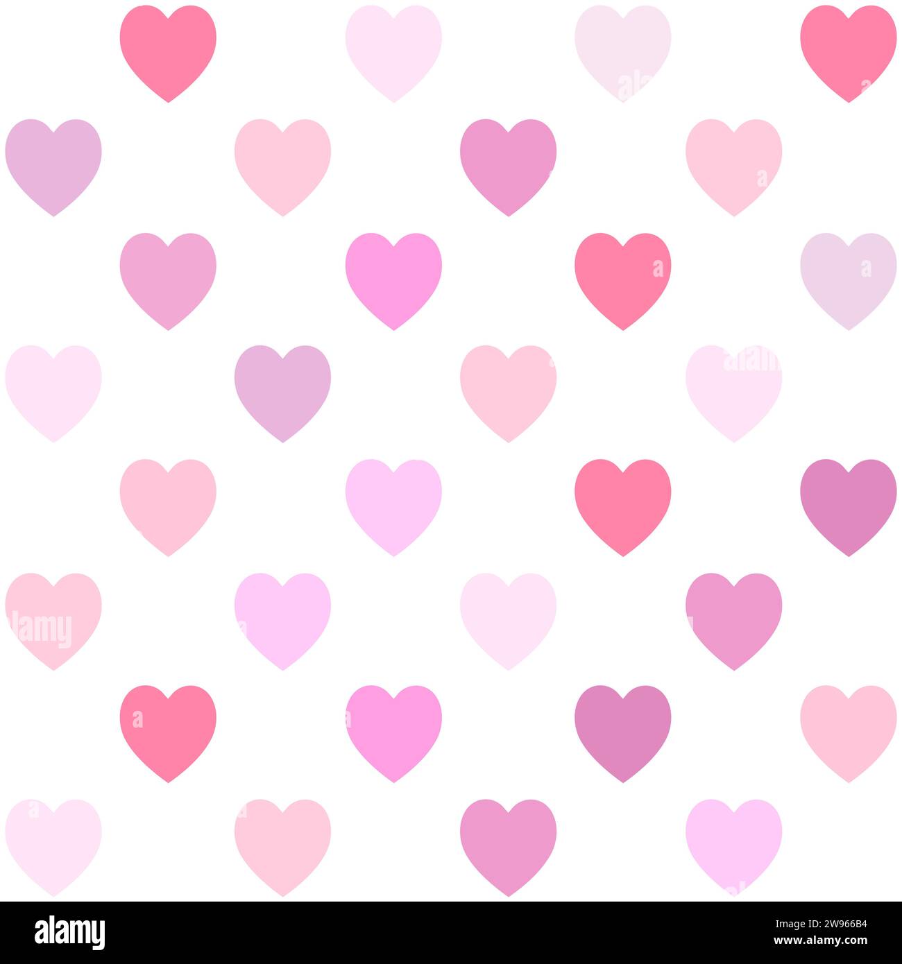 Forma a cuore motivo senza cuciture, cuori rosa su sfondo bianco Illustrazione Vettoriale