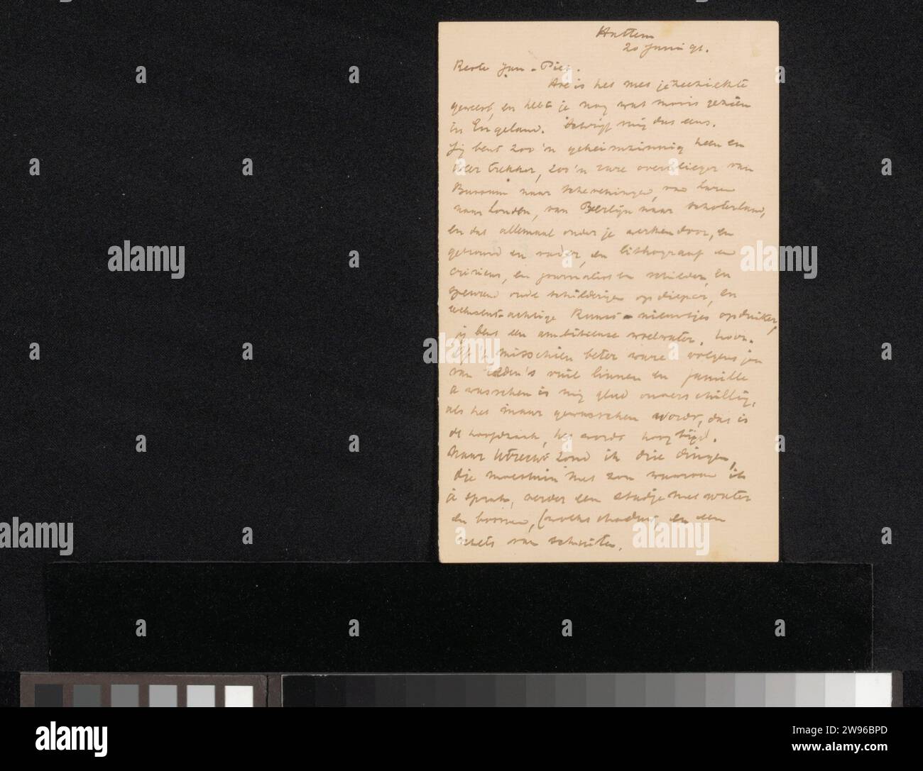 Lettera a Jan Veth, Richard Nicolaüs Roland Holst, 1891 lettera Hattem paper. Ink Writing (processi) / penna Exhibition  ART England. Utrecht Foto Stock