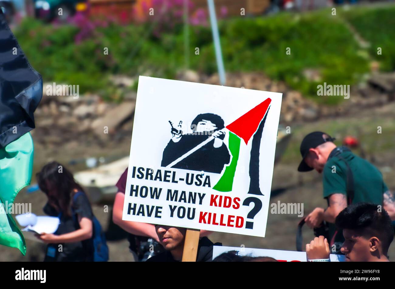 Protesta pro-Palestina durante il vertice del G7 nel 2021 Foto Stock