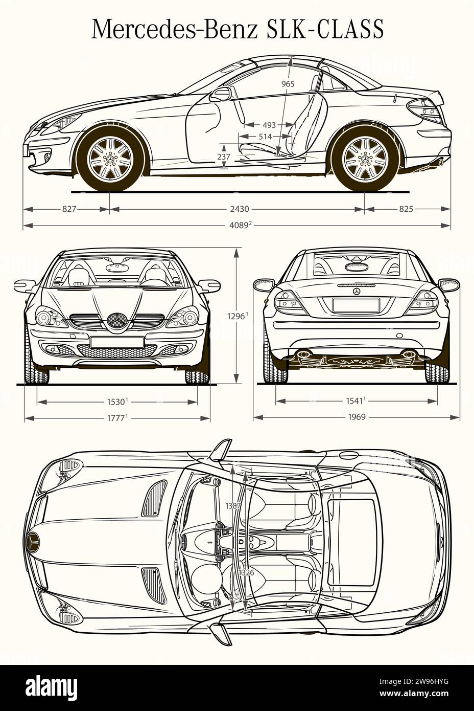 Modello per auto Mercedes Benz SLK 2005 Illustrazione Vettoriale
